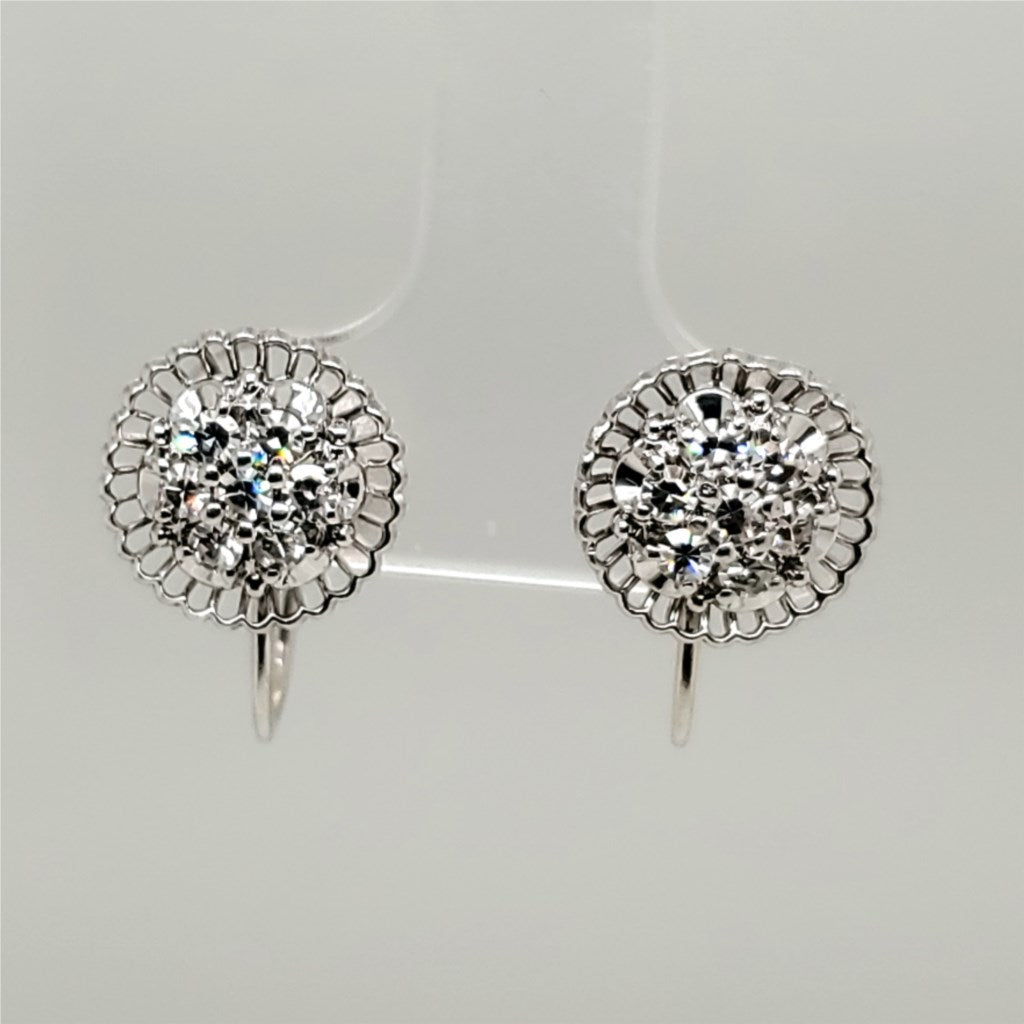 Vintage Jabel 18kt White Gold Diamond Earrings