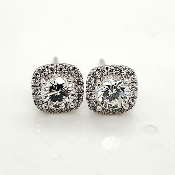 14kt White Gold Cushion Shape Diamond Earrings