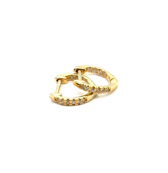 10kt Yellow Gold 0.10Ctw Diamond Huggie Hoop Earrings