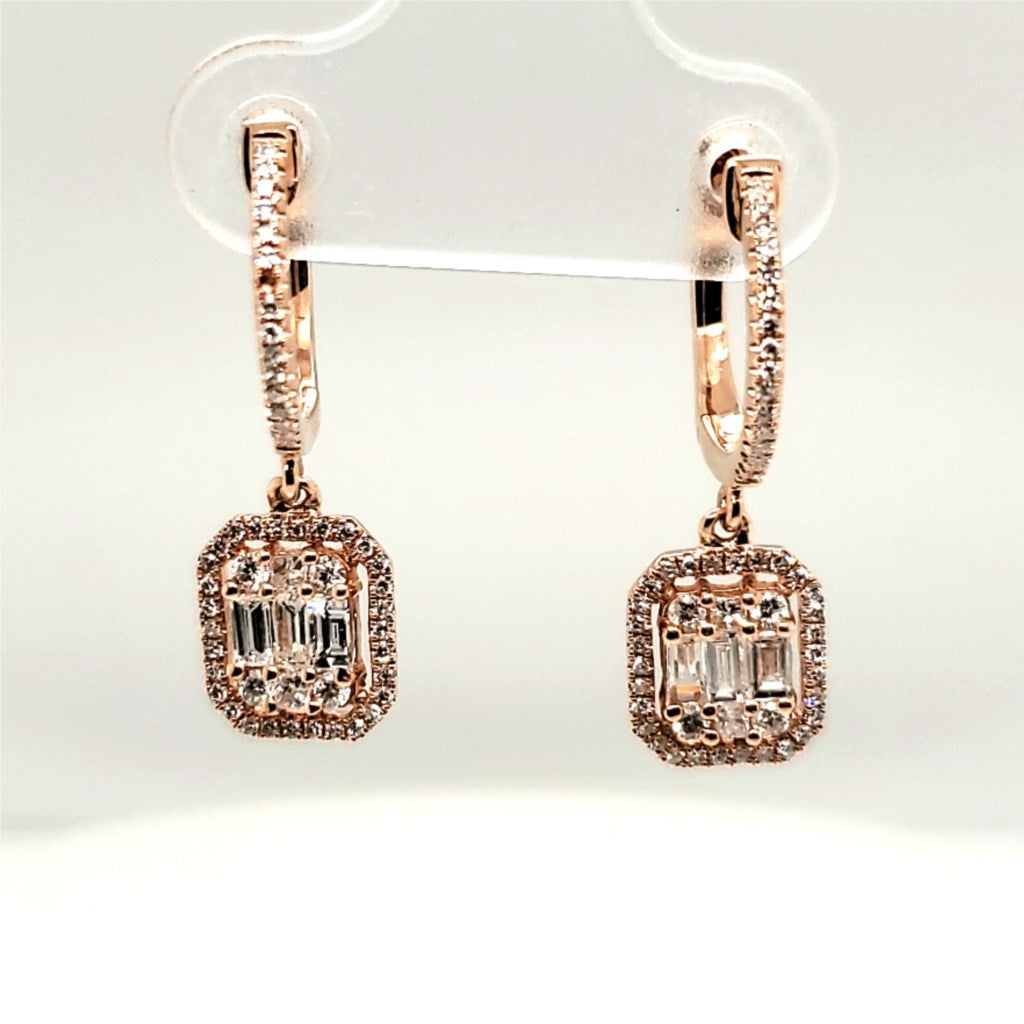 14kt Rose Gold and Diamond Earrings