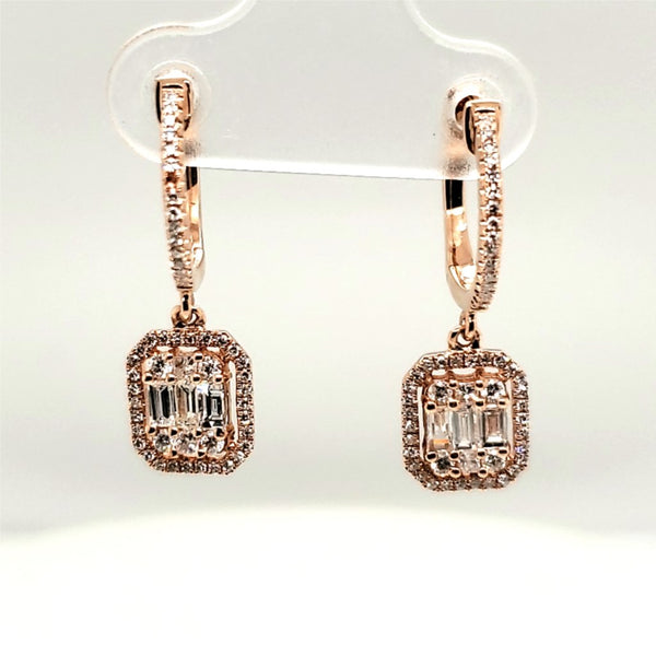 14kt Rose Gold and Diamond Earrings