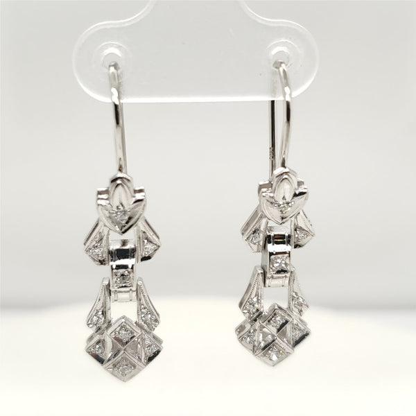 Art Deco Platinum and Diamond Dangle Earrings