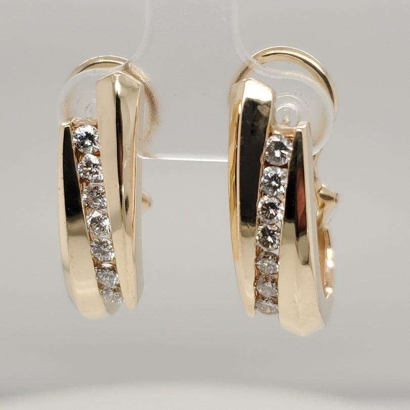 14Kt Yellow Gold Diamond Hoop Earrings