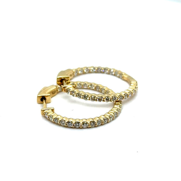 0.97Ctw 14kt Yellow Gold Diamond Inside Out Hoop Earrings