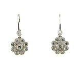 14kt White Gold 1.24Ctw Floral Diamond Dangle Earrings