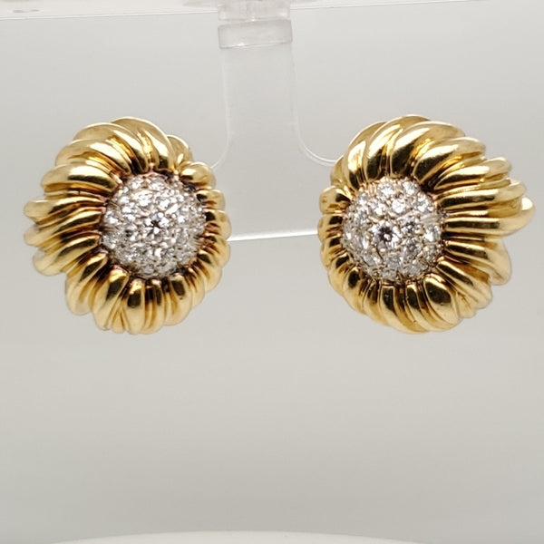 Vintage Tiffany & Co 18kt Yellow Gold and Diamond Earrings