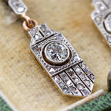 Antique Platinum On 18Kt Yellow Gold Diamond Dangle Earrings