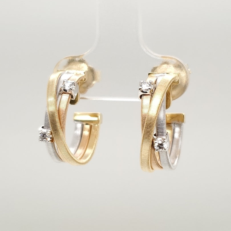 Pre-owned 18kt Tri Gold and Diamond Marco Bicego Marrakech Earrings
