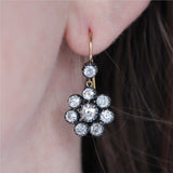 18Kt Yellow Gold And Silver Diamond Dangle Earrings