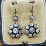 18Kt Yellow Gold And Silver Diamond Dangle Earrings