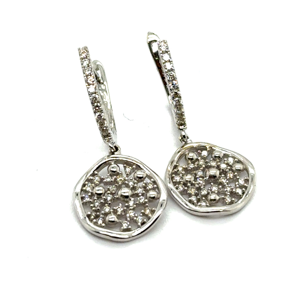 0.50 Ctw 14kt White Gold Circular Diamond Drop Earrings