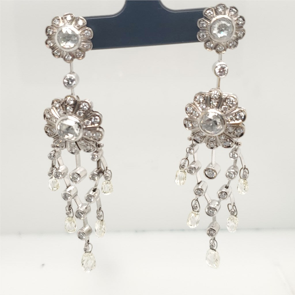 18kt White Gold Diamond Dangle Chandelier Earrings