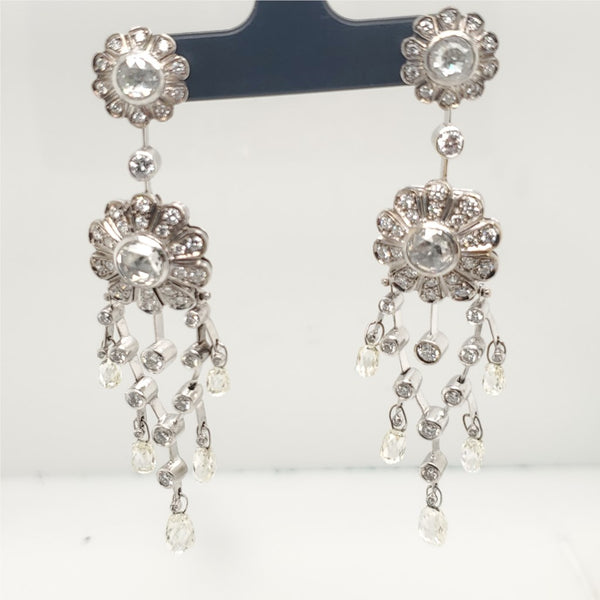 18kt White Gold Diamond Dangle Chandelier Earrings