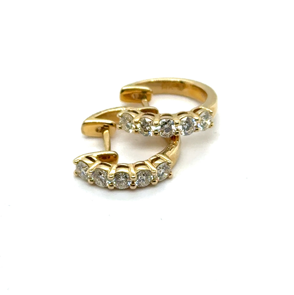 14kt Yellow Gold 0.97 Ctw Diamond Huggie Hoop Earrings