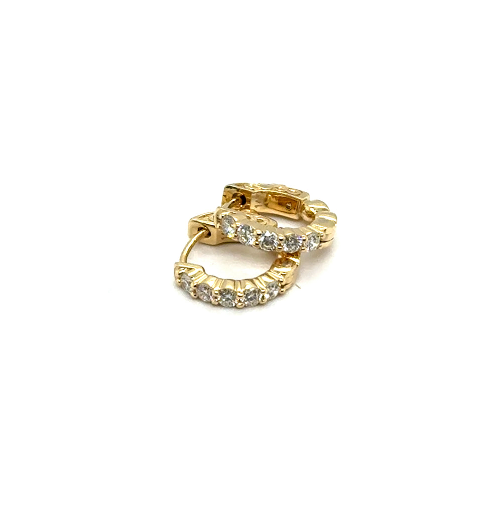 0.50 Ctw14kt Yellow Gold Diamond Huggie Hoop Earrings
