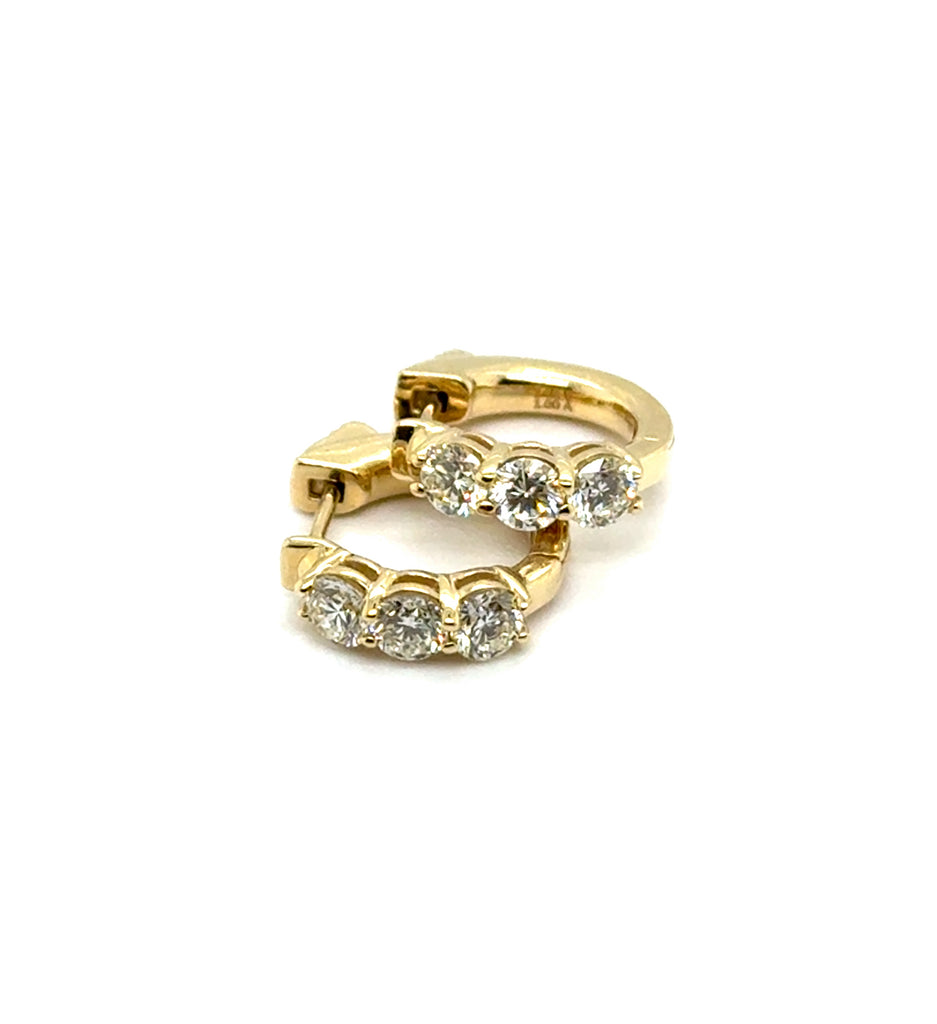 1.00 Ctw14kt Yellow Gold Diamond Huggie Hoop Earrings