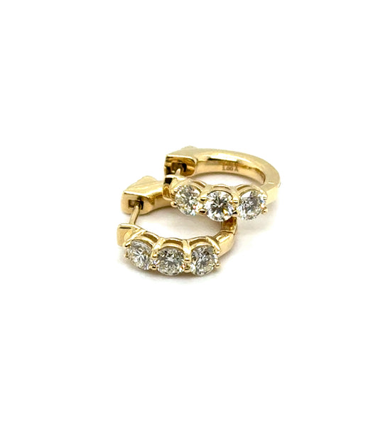1.00 Ctw14kt Yellow Gold Diamond Huggie Hoop Earrings