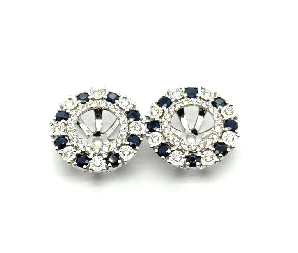 1.26 Ctw 14kt White Gold Sapphire And Diamond Earring Jackets