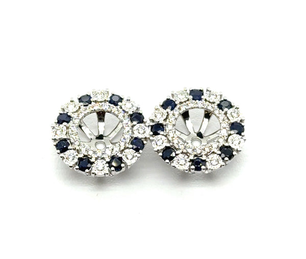 1.26 Ctw 14kt White Gold Sapphire And Diamond Earring Jackets