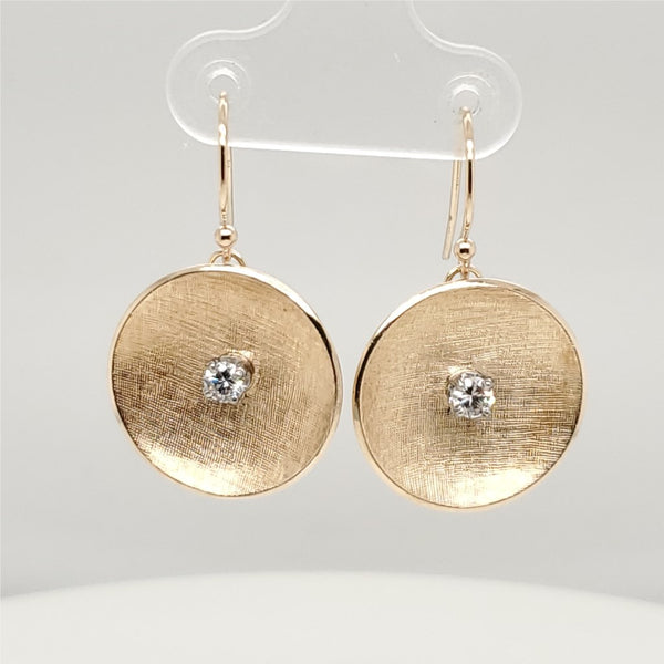 Vintage 14kt Yellow Gold and Diamond Dangle Earrings