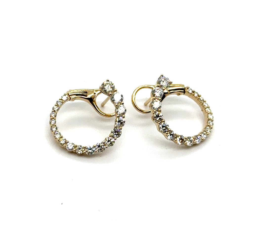 1.14 Ctw 14kt Yellow Gold Spiral Diamond Hoop Earrings