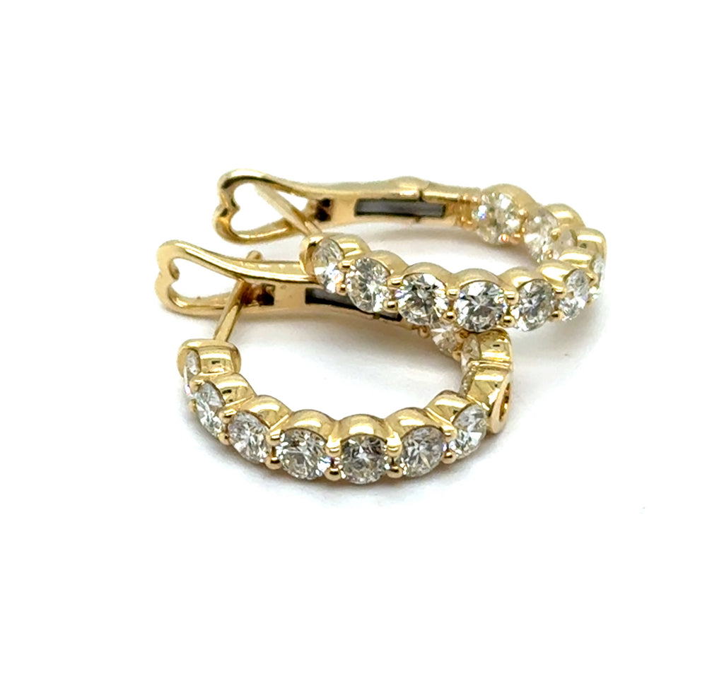 3.01Ctw 14kt Yellow Gold Diamond Inside Out Hoop Earrings