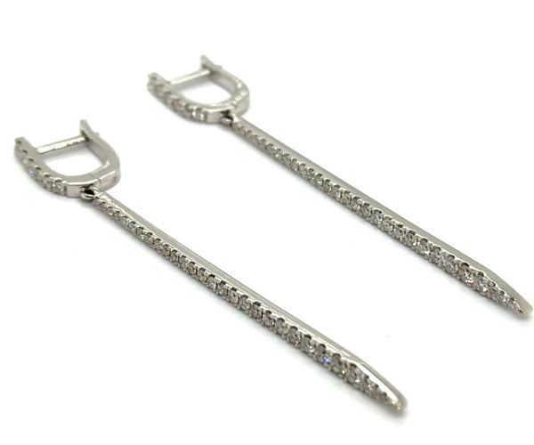 1.23 Ctw 14Kt White Gold Diamond Spike Drop Earrings