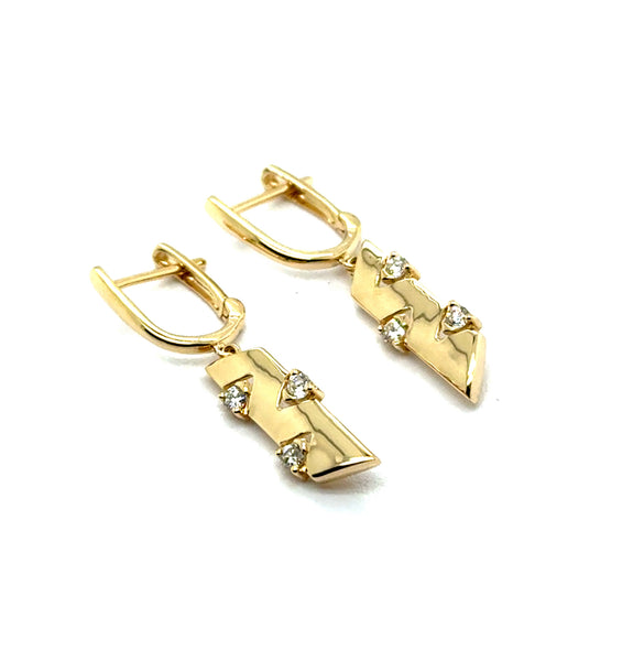0.23 Ctw 14Kt Yellow Gold Diamond Bar Earrings