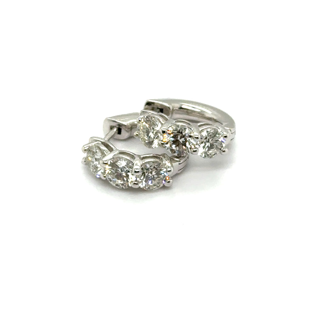 2.00 Ctw14Kt White Gold Diamond Huggie Hoop Earrings