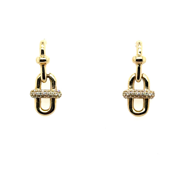 0.14 Ctw 14kt Yellow Gold Diamond Paper Clip Earrings