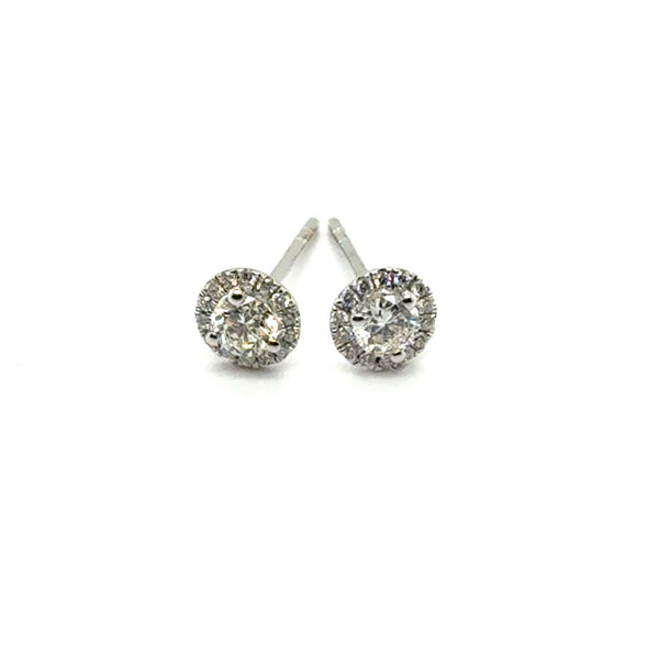 0.50 Ctw 14kt White gold Diamond Halo Stud Earrings