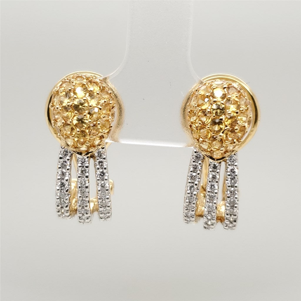 18kt Yellow and White Gold Yellow Sapphire and Diamond Earrings