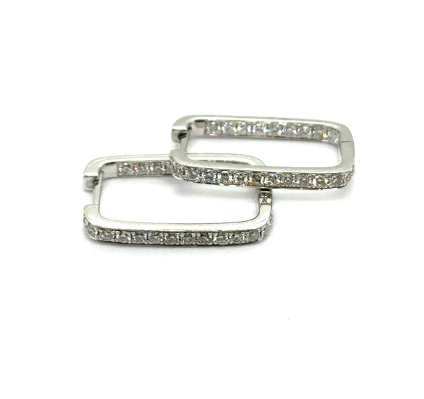 14kt White Gold 0.62Ctw Squared Diamond Inside Out Hoop Earrings