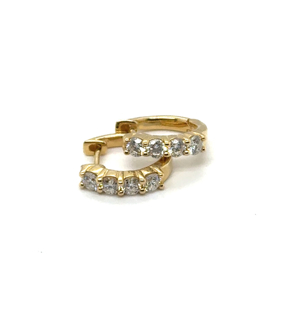 0.65 Ctw14kt Yellow Gold Diamond Huggie Hoop Earrings