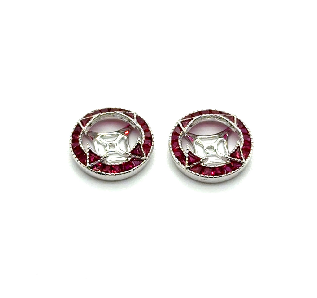 0.84 Ctw 14kt White Gold And Ruby Earring Jackets