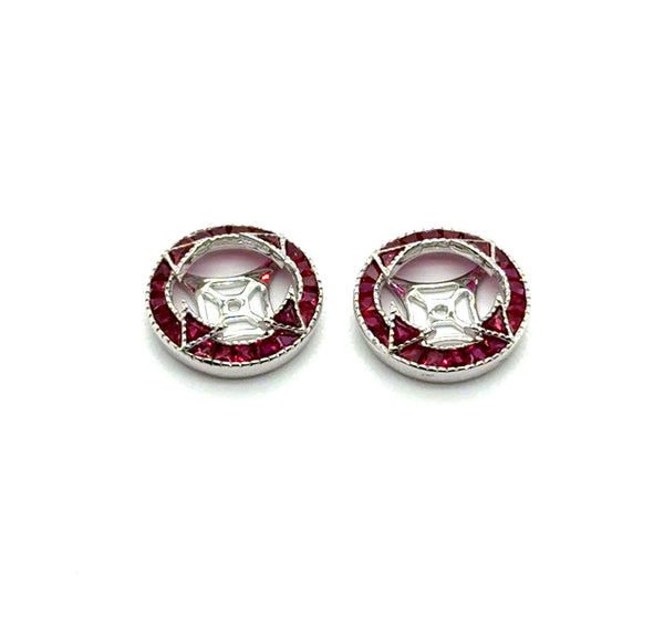 0.84 Ctw 14kt White Gold And Ruby Earring Jackets
