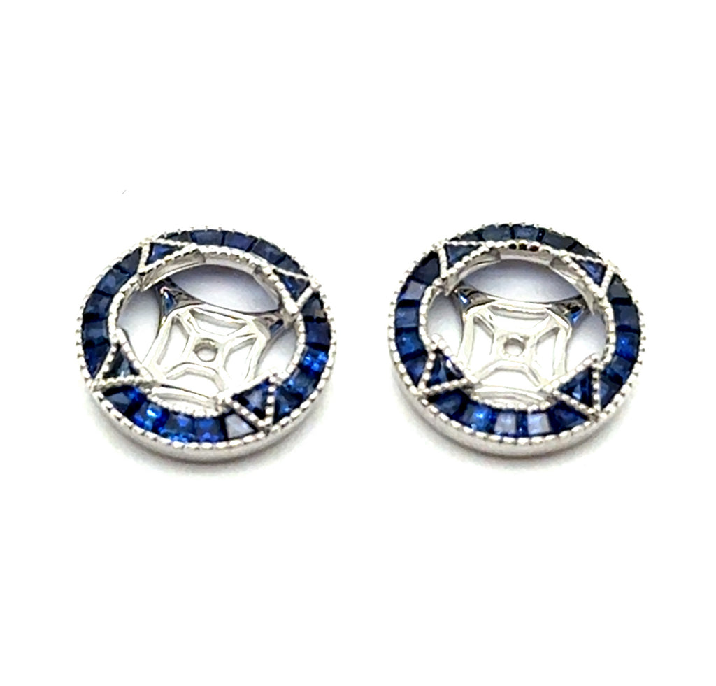 1.18 Ctw 14kt White Gold And Saph Earring Jackets