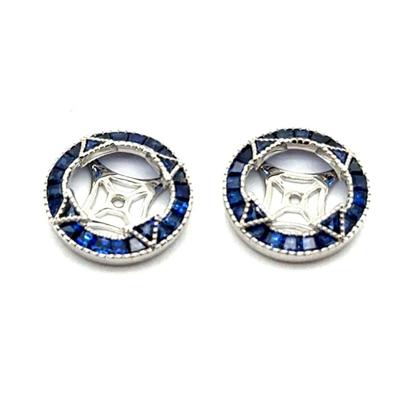 1.18 Ctw 14kt White Gold And Saph Earring Jackets
