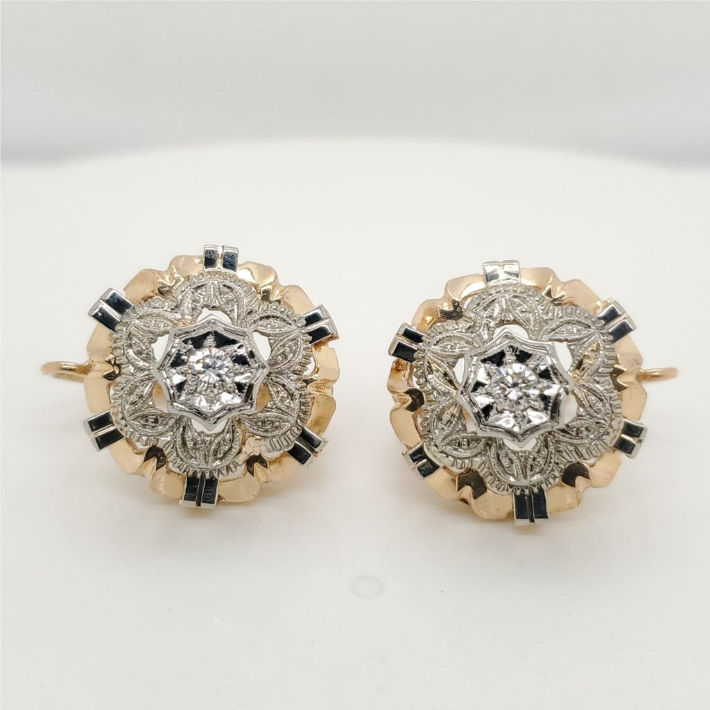 Vintage 18kt Gold and Diamond Dangle Earrings