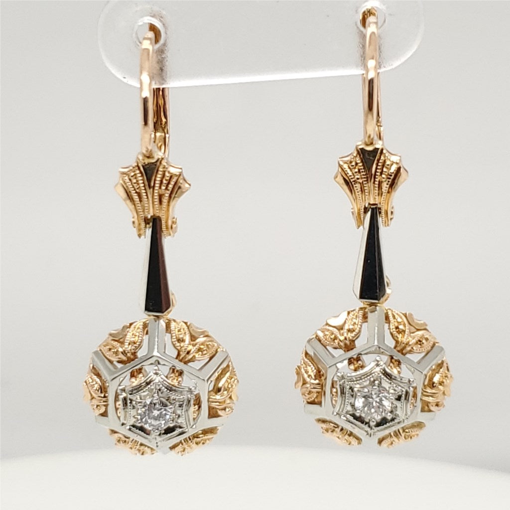 Vintage 18kt Gold and Diamond Dangle Earrings