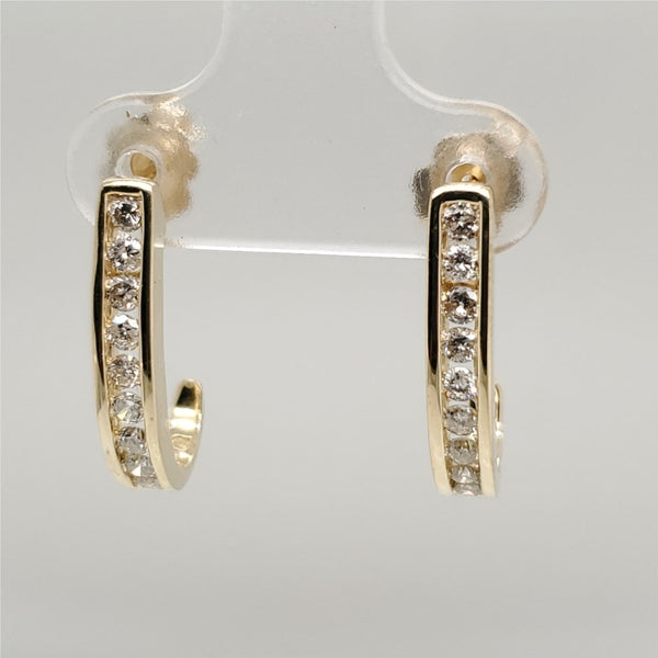 14Kt Gold And Diamond Hoop Earrings