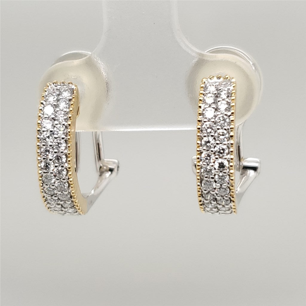 18Kt Yellow Gold And Diamond Half Hoop Earrings