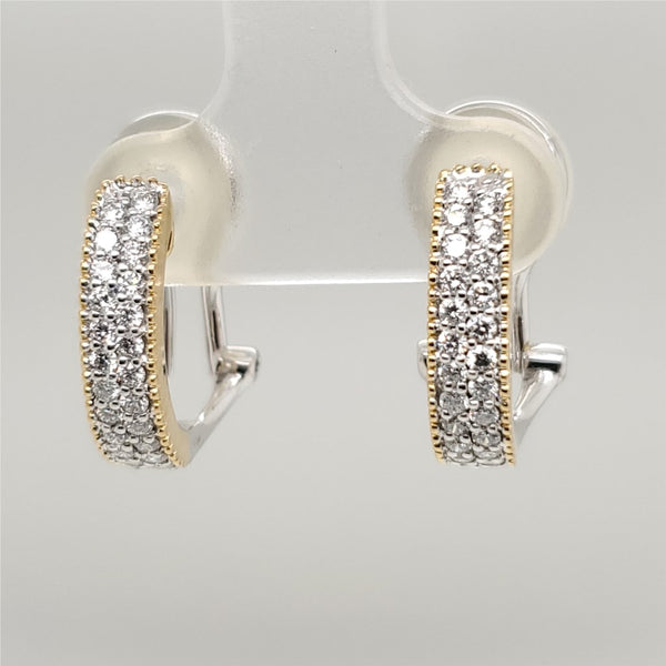 18Kt Yellow Gold And Diamond Half Hoop Earrings