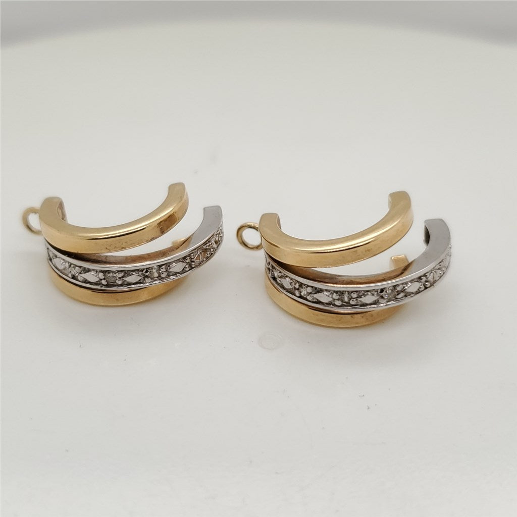 Vintage 14kt Yellow and White Gold Diamond Earring Jackets
