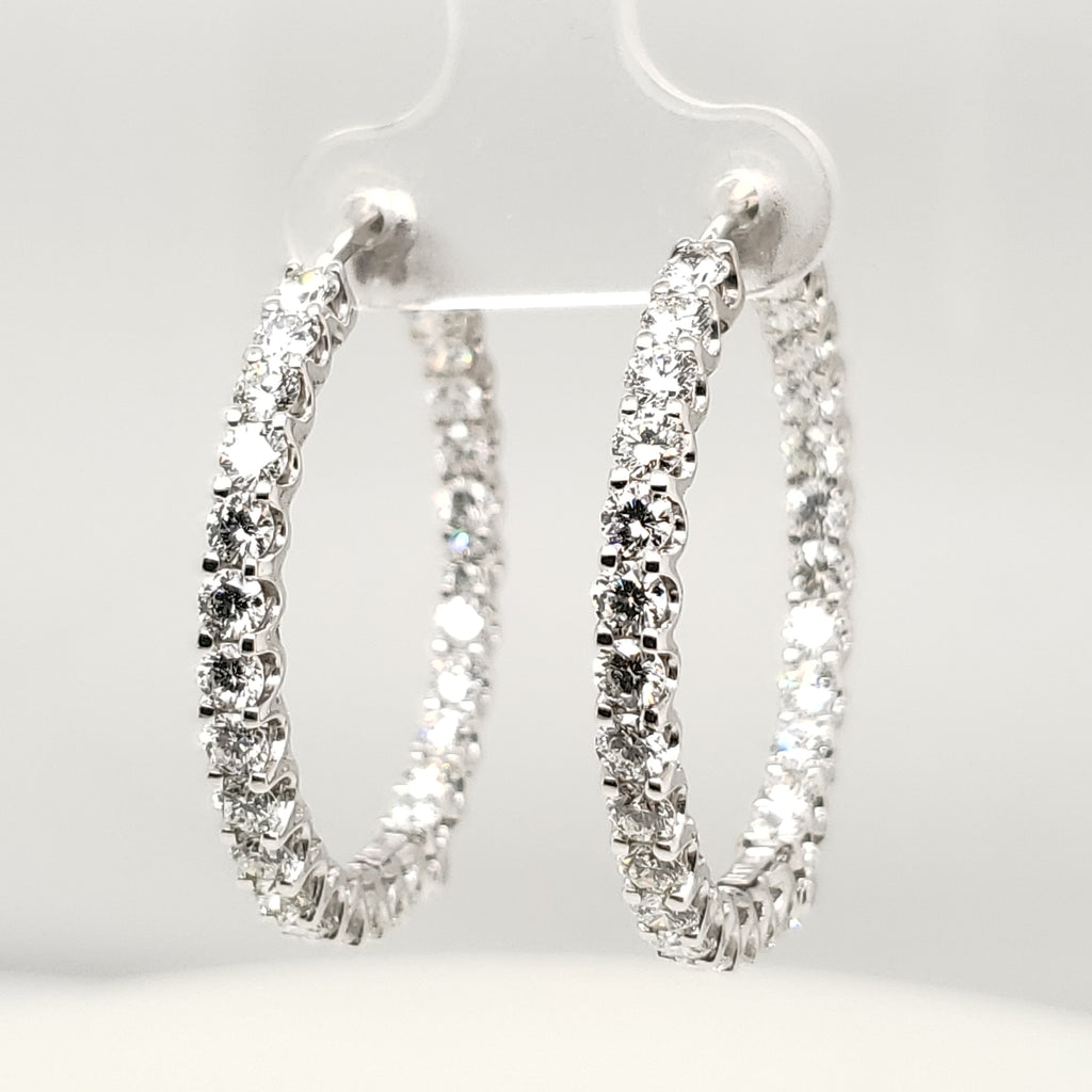 4.00 Ctw 14kt White Gold Diamond Inside Out Hoop Earrings