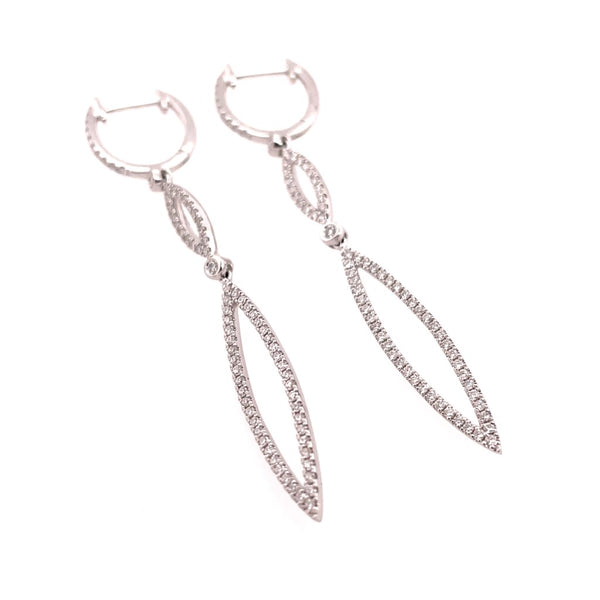 14kt White Gold Diamond Dangle Drop Earrings