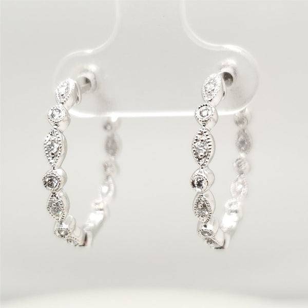 14kt White Gold Inside Outside Diamond Hoop Earrings