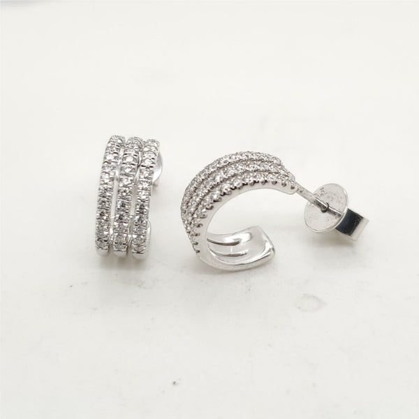 14kt White Gold Diamond Huggie Earrings