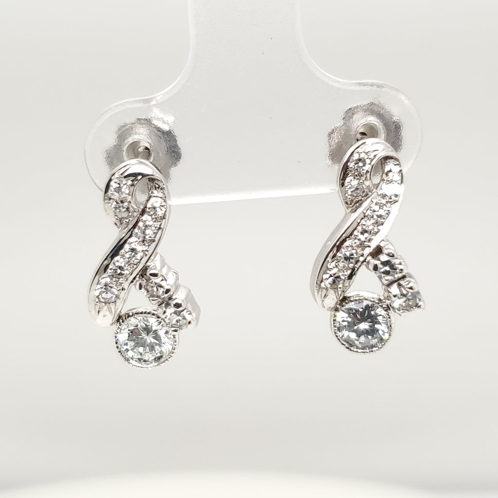 Vintage 14kt White Gold and Diamond Earrings