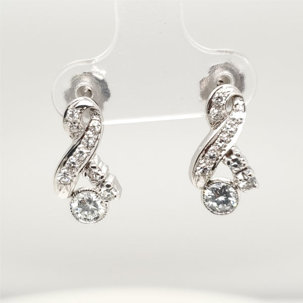 Vintage 14kt White Gold and Diamond Earrings